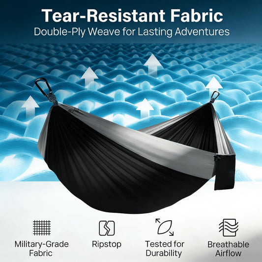 Camping Hammock, Portable Hammocks with Tree Straps & Attached Carry Bag, Camping Essentials Gear, Perfect for Outside Indoor Hiking Beach Backpack Travel