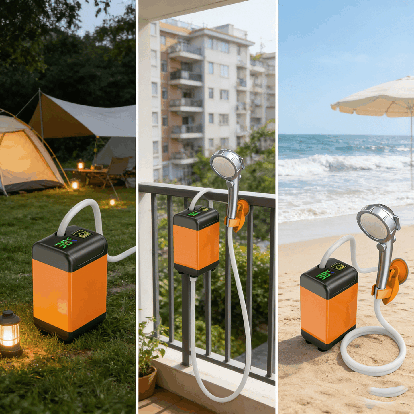 Camping Gear, Portable Shower for Camping, Outdoor Electric Shower Rechargeable Pumps with Digital Display, Camping Shower Head Nozzle