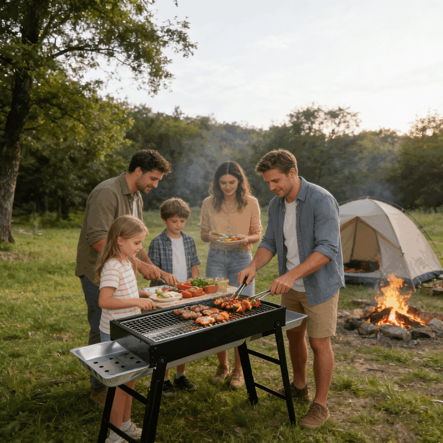 Charcoal Grills Quality Portable Hibachi BBQ Lamb Skewer Folded Camping Barbecue Grill for Garden Backyard Party Picnic Travel Outdoor Cooking Use