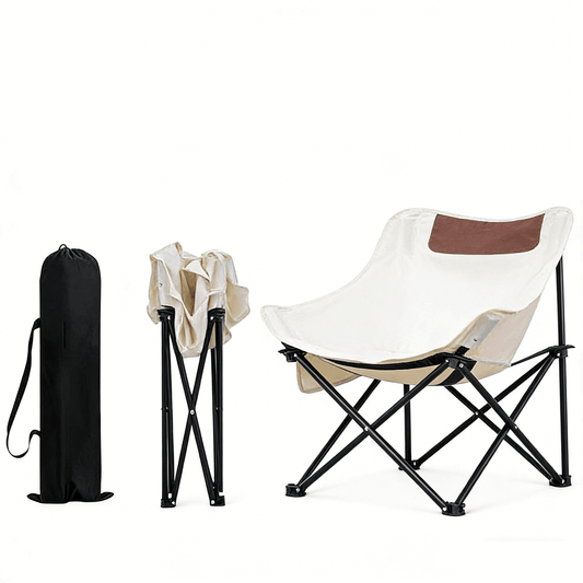 Folding Camping Chair, Portable Outdoor Backpacking Chair for Fishing, Hiking, Picnic, Camping, Beach, Lawn, Concert, Ultralight Compact Camping Chair with Carry Bag, 23"D x 14.2"W x 14.2"H (Beige)