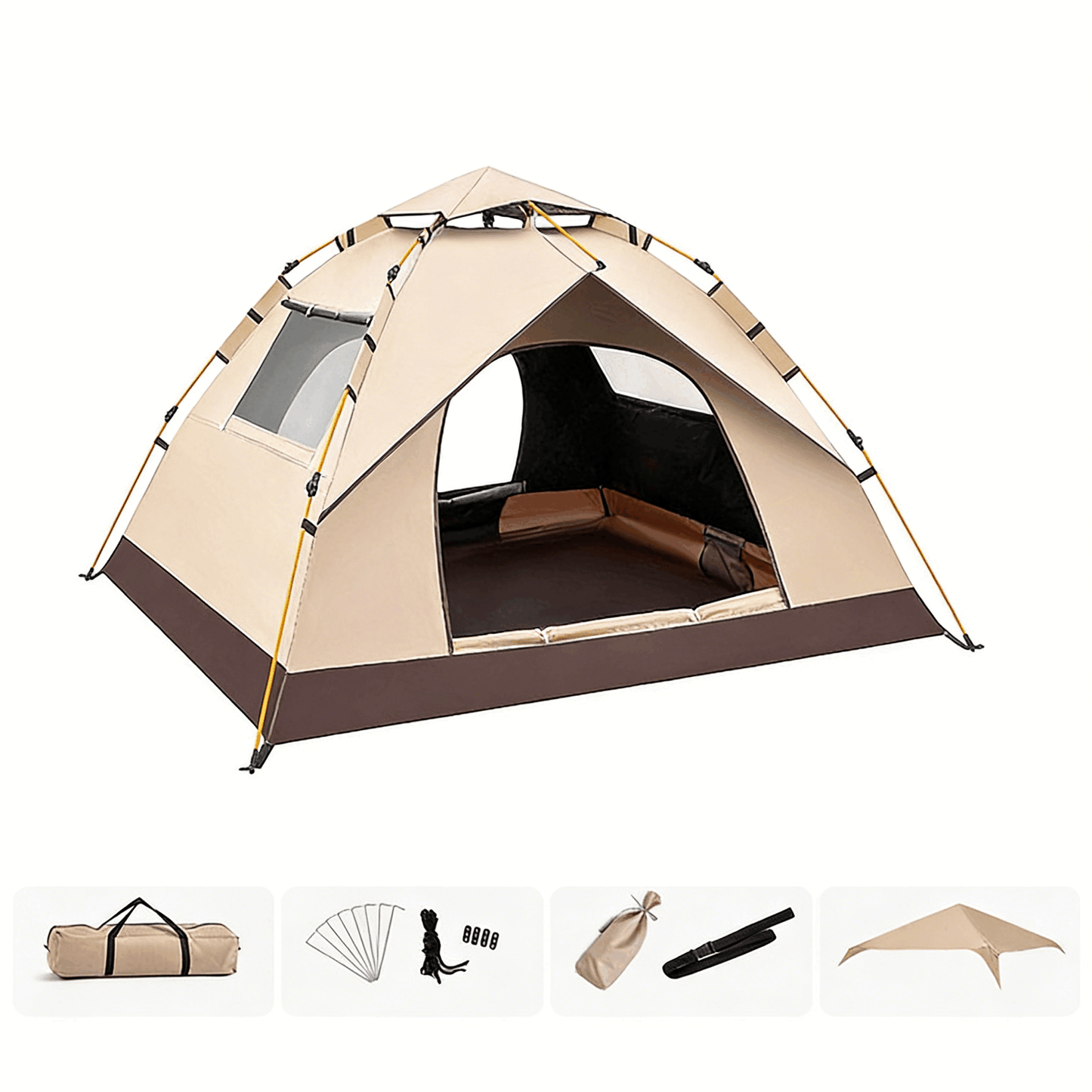 2 Person Tent for Camping, Instant Pop Up Camping Tent with Screen Porch, Family Tent for Outdoor/Hiking/Traveling, with Tote Bag, Camp Dome