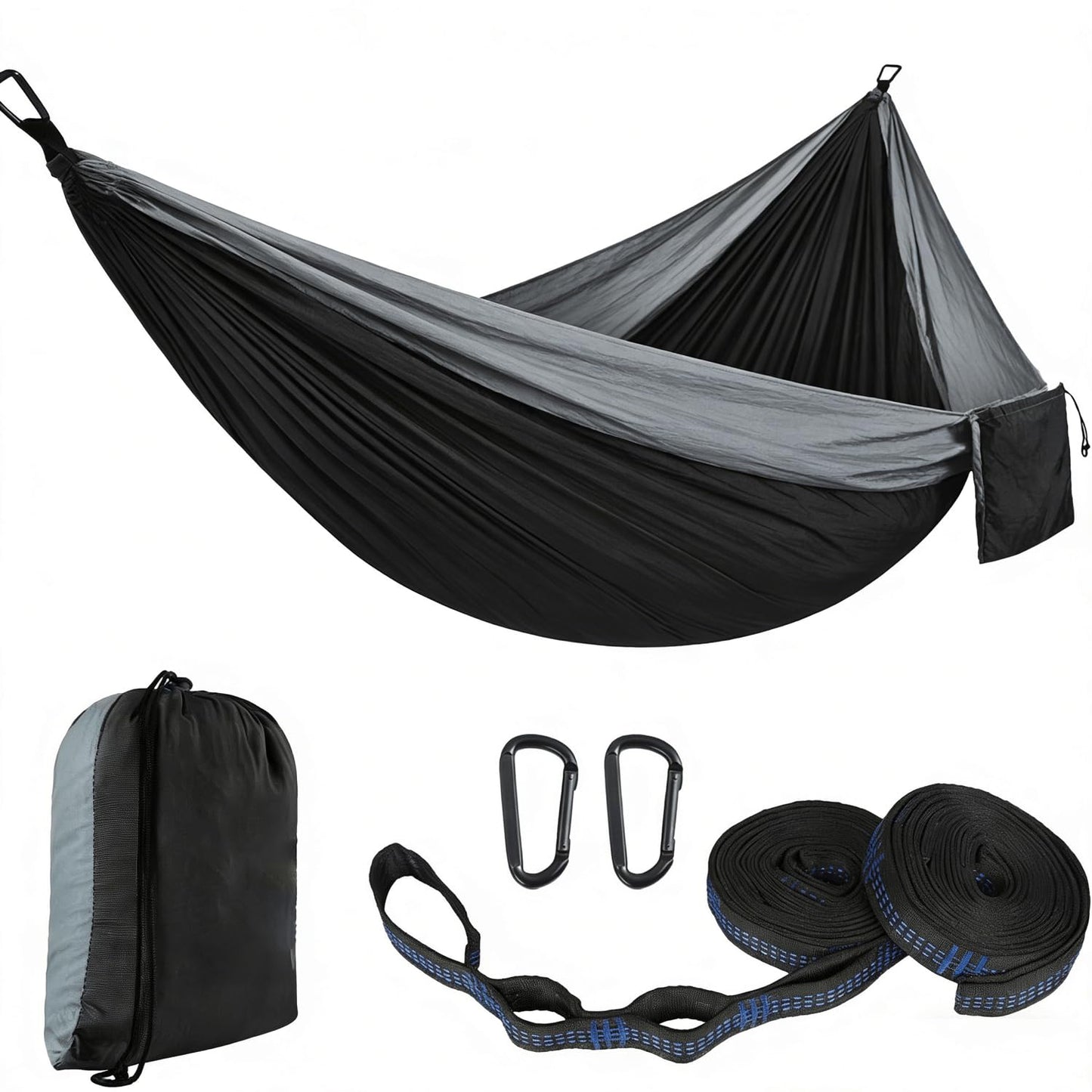 Camping Hammock, Portable Hammocks with Tree Straps & Attached Carry Bag, Camping Essentials Gear, Perfect for Outside Indoor Hiking Beach Backpack Travel