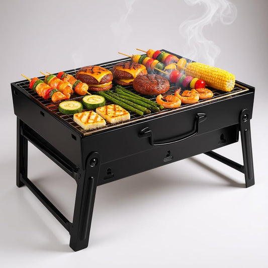 Portable Charcoal Grill Stainless Steel Winter Outdoor Folding BBQ Tabletop Barbecue Grill Tools for Camping Hiking Picnics, Travel, Garden, Outdoor