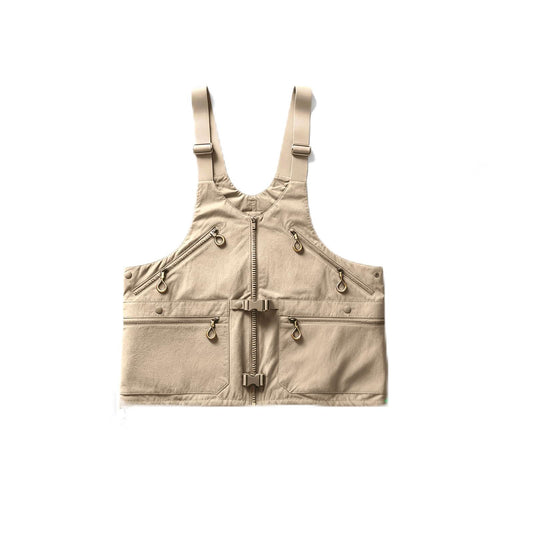 Outdoor Adventure 2-in-1 Multifunctional Vest Bag, Khaki Utility Work Vest Backpack with Multiple Pockets, Lightweight Crossbody Travel Bag for Photography, Hiking