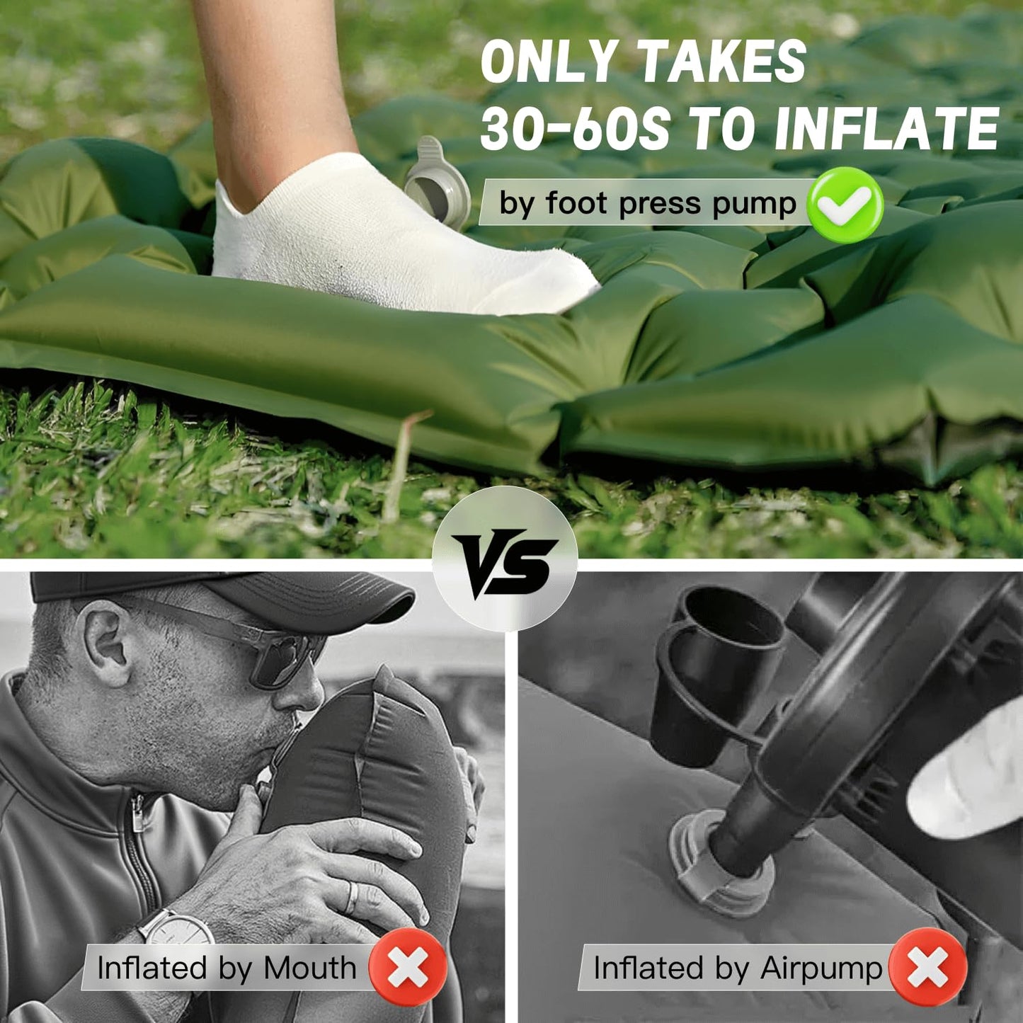 Sleeping Pad, Ultralight Inflatable Sleeping Pad for Camping, Built-in Pump, for Hiking, Backpacking, and Outdoor Travel – Waterproof, Tear-Resistant