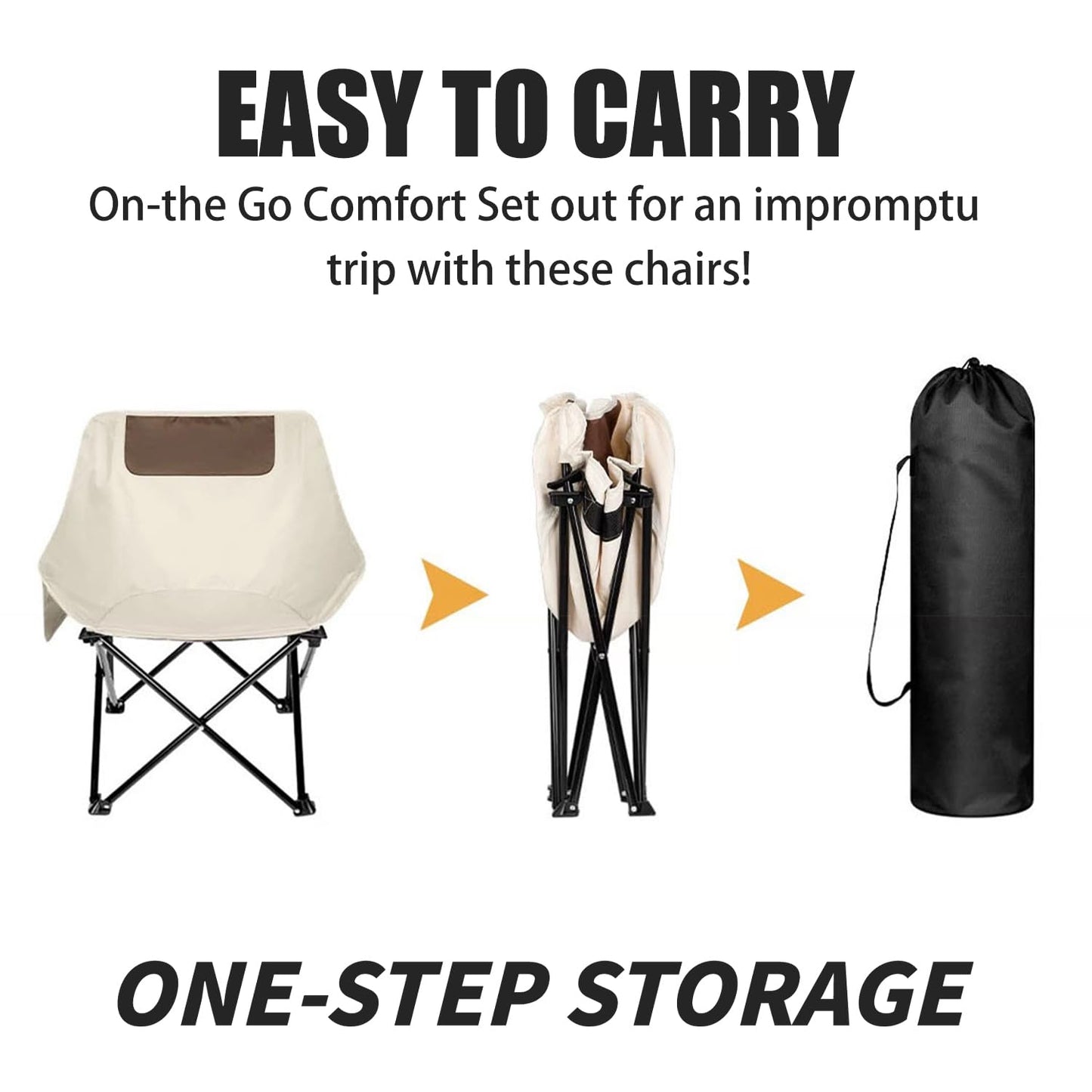 Folding Camping Chair, Portable Outdoor Backpacking Chair for Fishing, Hiking, Picnic, Camping, Beach, Lawn, Concert, Ultralight Compact Camping Chair with Carry Bag, 23"D x 14.2"W x 14.2"H (Beige)