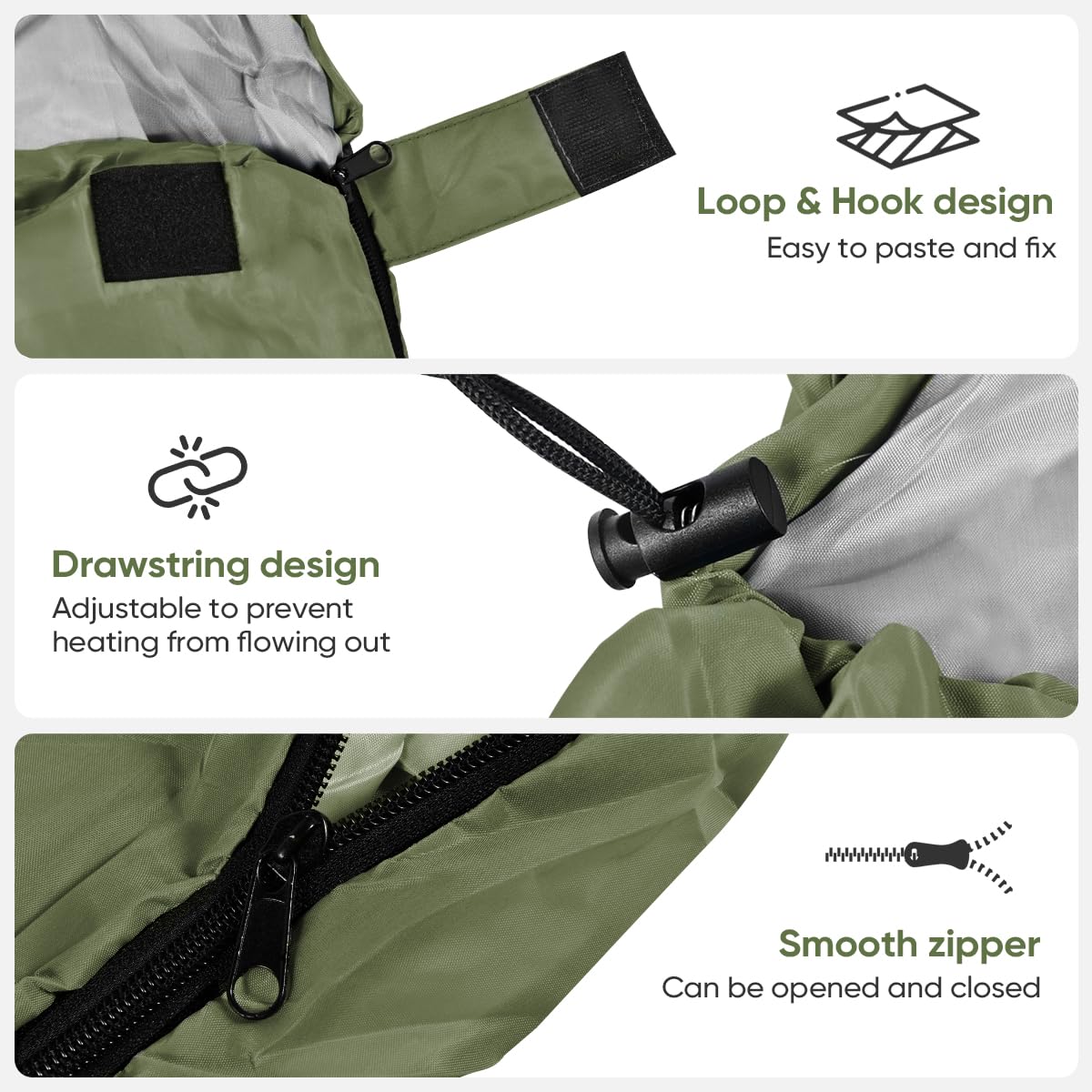 Sleeping Bag Camping Sleeping Bag Ultralight 4 Season Warm Envelope Backpacking Bags for Outdoor Traveling Hiking for Adult(Green 0.95KG)