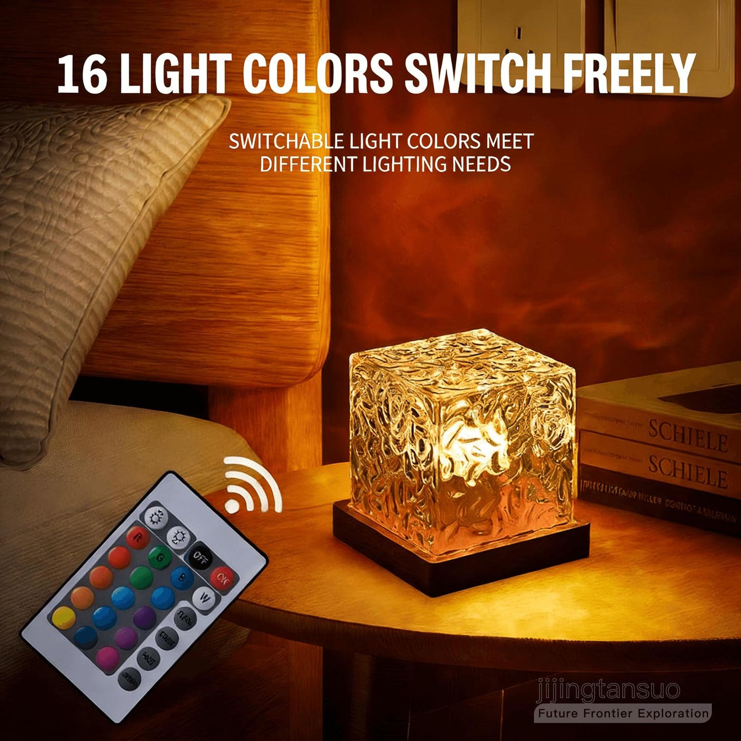 Ocean Wave Projector Light, 16 Colors Luminorthe Cube Lamp, 3D Holographic Water Ripple Lamp with Remote Control, Night Light for Bedroom, Home, Party Mood Lighting
