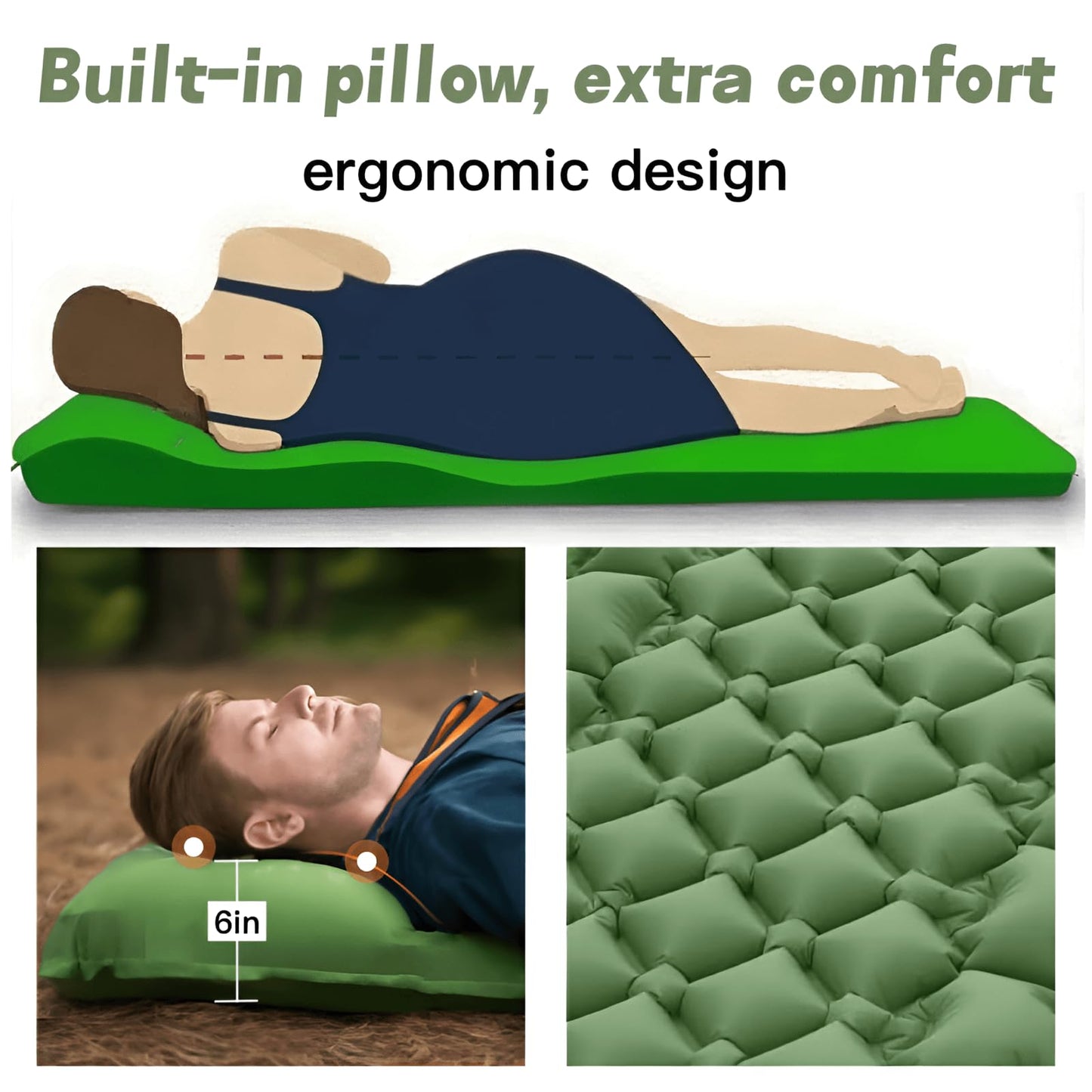 Sleeping Pad, Ultralight Inflatable Sleeping Pad for Camping, Built-in Pump, for Hiking, Backpacking, and Outdoor Travel – Waterproof, Tear-Resistant