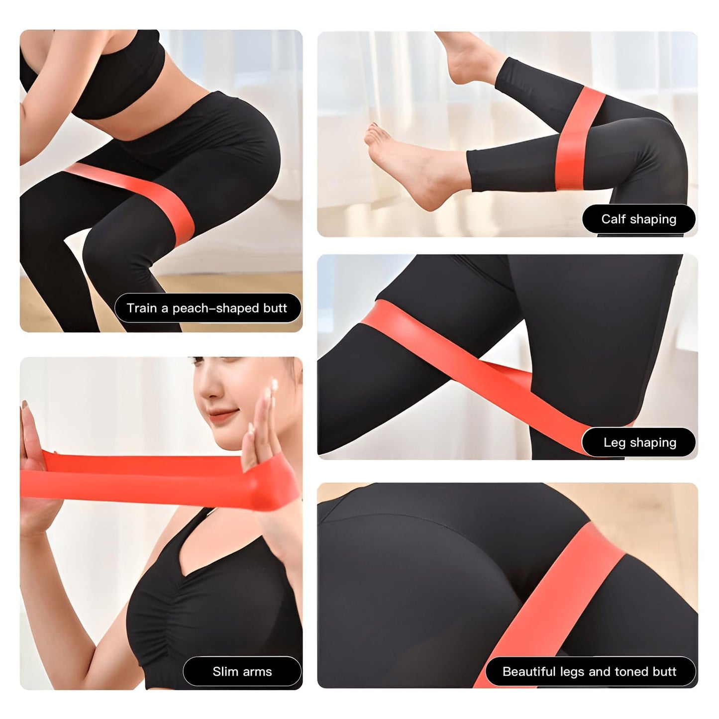 Resistance Bands Set of 5 – Long Exercise Loop Bands for Workout, Pull Up Assistance, Physical Therapy, Home Gym & Full Body Training – Fitness Bands for Men & Women with Carry Bag & Guide