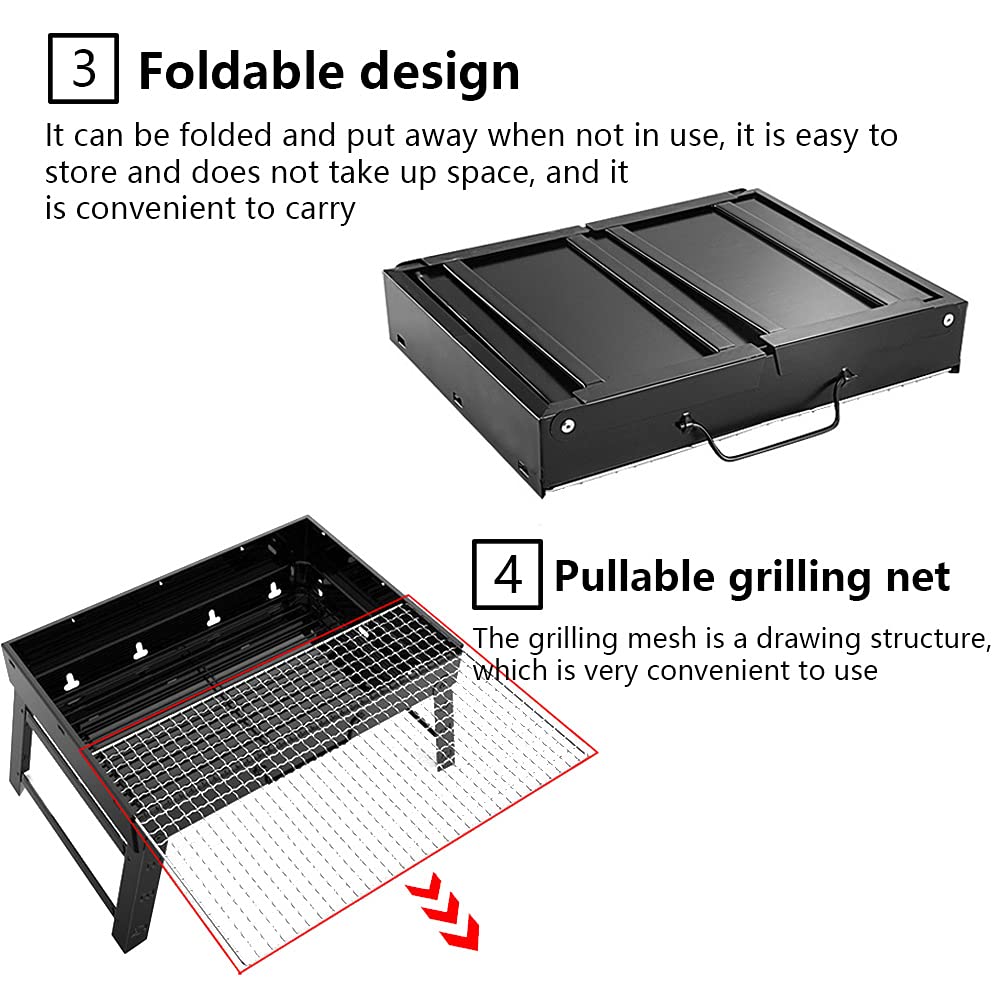 Portable Charcoal Grill Stainless Steel Winter Outdoor Folding BBQ Tabletop Barbecue Grill Tools for Camping Hiking Picnics, Travel, Garden, Outdoor