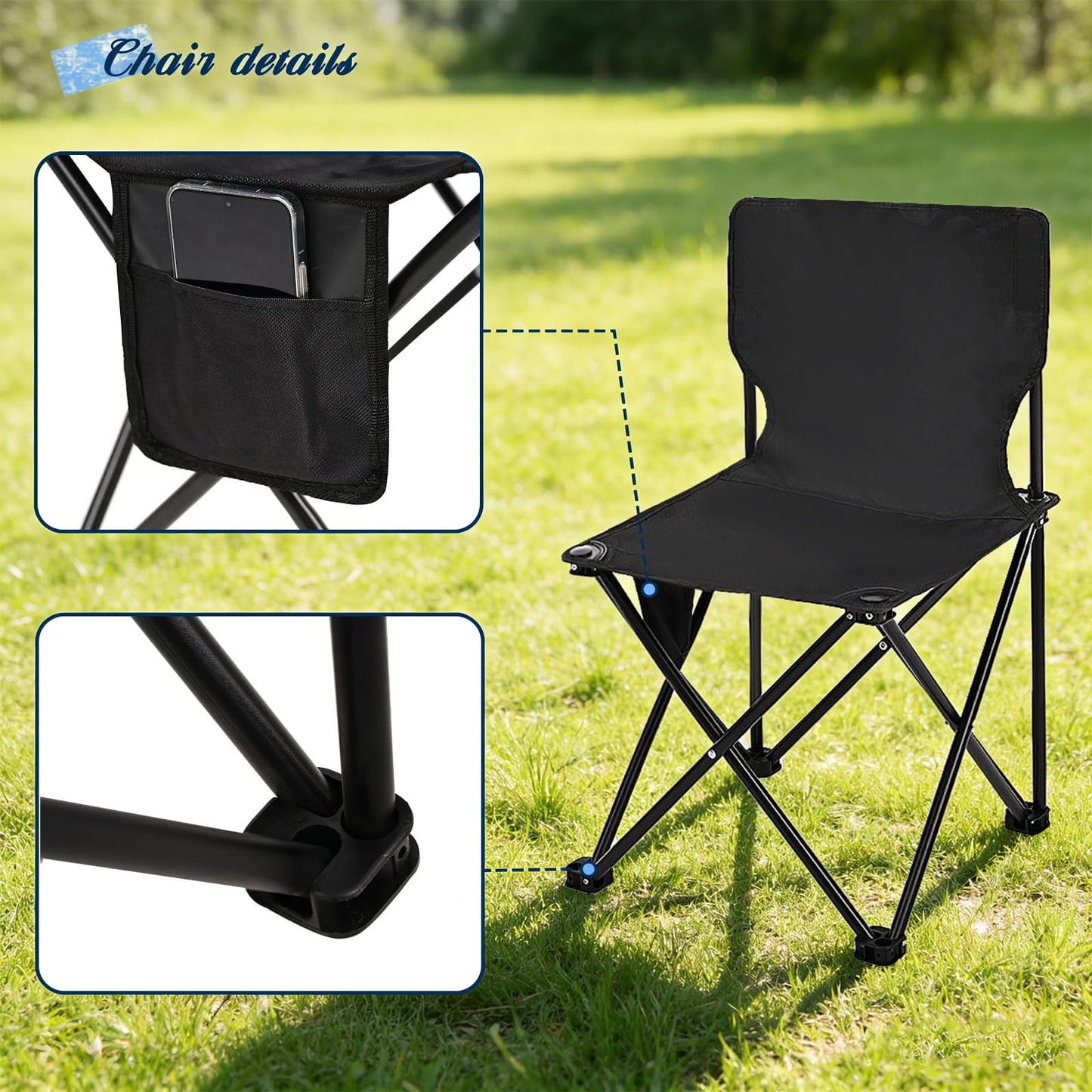 Camping Table Folding Portable Camp Table with 6 Chairs, Folding Picnic Table with Carry Bag Indoor Outdoor for Camping, Beach, Patio, RV, Backyard BBQ, Sturdy, Stable, Easy to Carry, Black