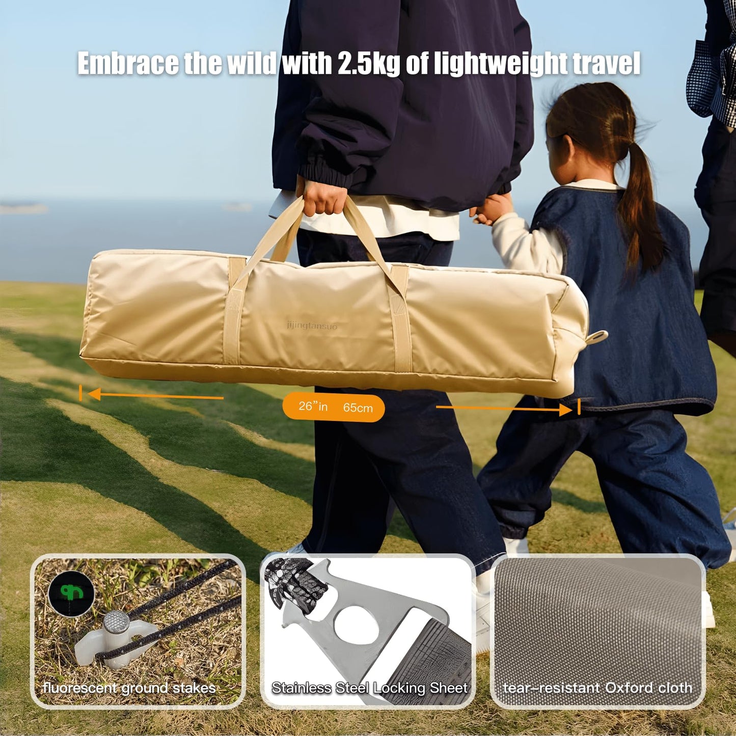 Camping Rain Fly with Heavy Duty Poles Kit, 15x10FT Tarp Oxfordfabric Tent Waterproof UV Protection, Fits 8-12 People for Outdoor Hammock Shelter Camping Tarp Pad, Hiking, Camper Gear