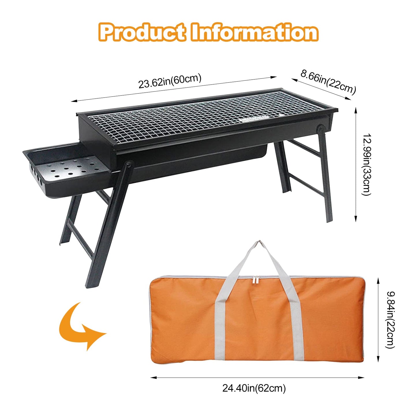 Charcoal Grills Quality Portable Hibachi BBQ Lamb Skewer Folded Camping Barbecue Grill for Garden Backyard Party Picnic Travel Outdoor Cooking Use