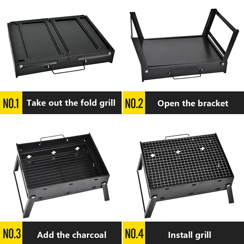 Portable Charcoal Grill Stainless Steel Winter Outdoor Folding BBQ Tabletop Barbecue Grill Tools for Camping Hiking Picnics, Travel, Garden, Outdoor